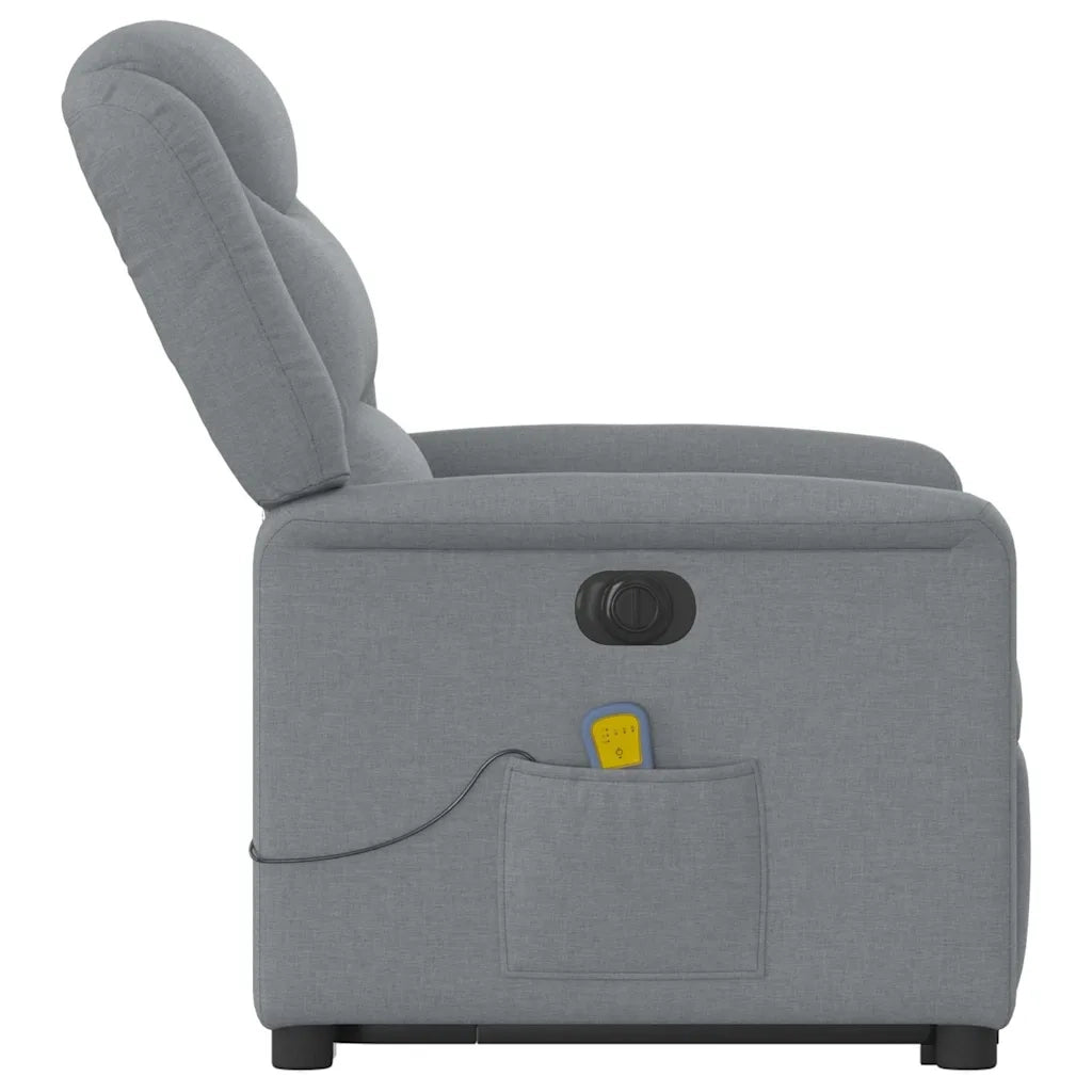 vidaXL Poltrona Alzapersona Massaggi Elettrica Grigio Chiaro Tessuto