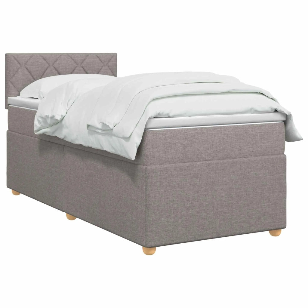 Letto box spring con materasso Tortora 90 x 200 cm Tessuto 3450878