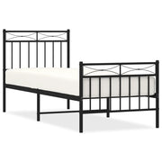 Letto singolo | Letto per adulti | Giroletto con Testiera e Pediera Metallo Nero 80x200 cm