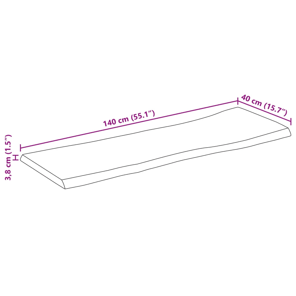 vidaXL Piano Tavolo 140x40x3,8 cm Rettangolare Legno Acacia Bordi Vivi