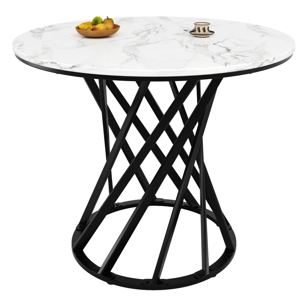Tavolo da pranzo 80x80x76 cm con piano in MDF e gambe in metallo nero e bianco