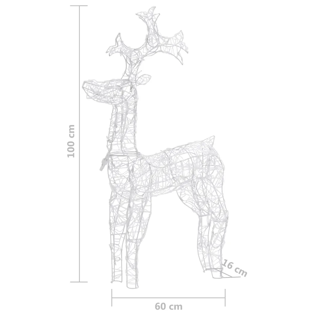 Renne e Slitta Decorazione Natale 90 LED 60x16x100 cm Acrilico 329780