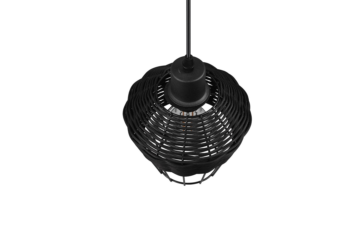 Lampada a Sospensione da Interno Attacco E27 in Tessuto Nero