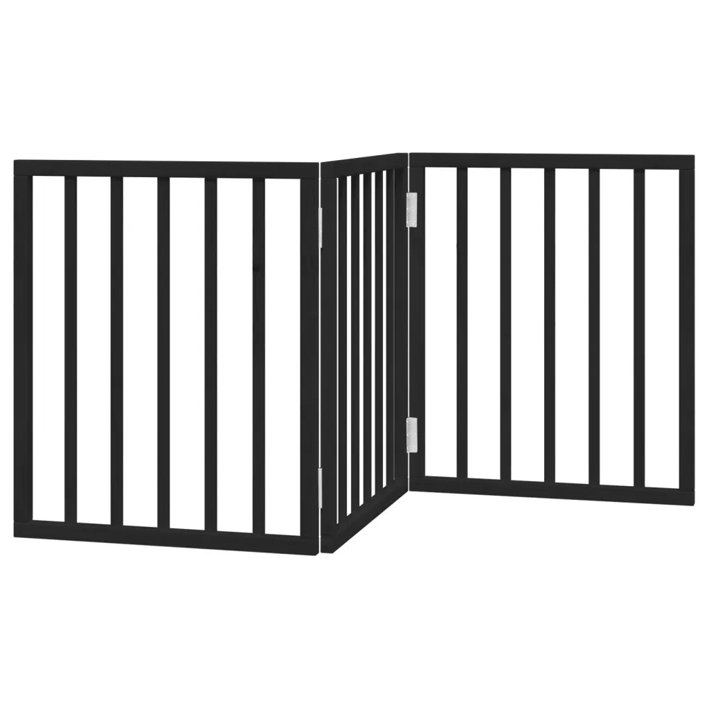 vidaXL Cancello per Cani Pieghevole 3 Pannelli Nero 150cm Legno Pioppo