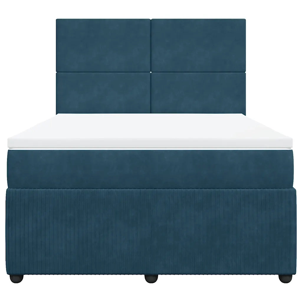 vidaXL Giroletto a Molle con Materasso Blu 160x200 cm in Velluto
