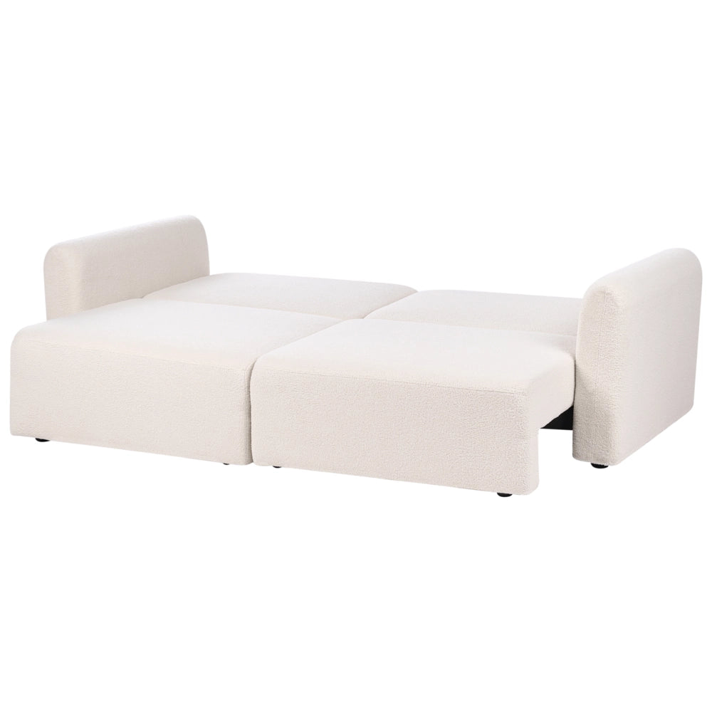 Divano letto a 3 posti beige bouclé imbottito con funzione letto cuscini aggiuntivi pieghevole