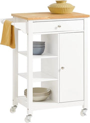 Trolley da cucina con 3 piani e spazio di stoccaggio - Bianco