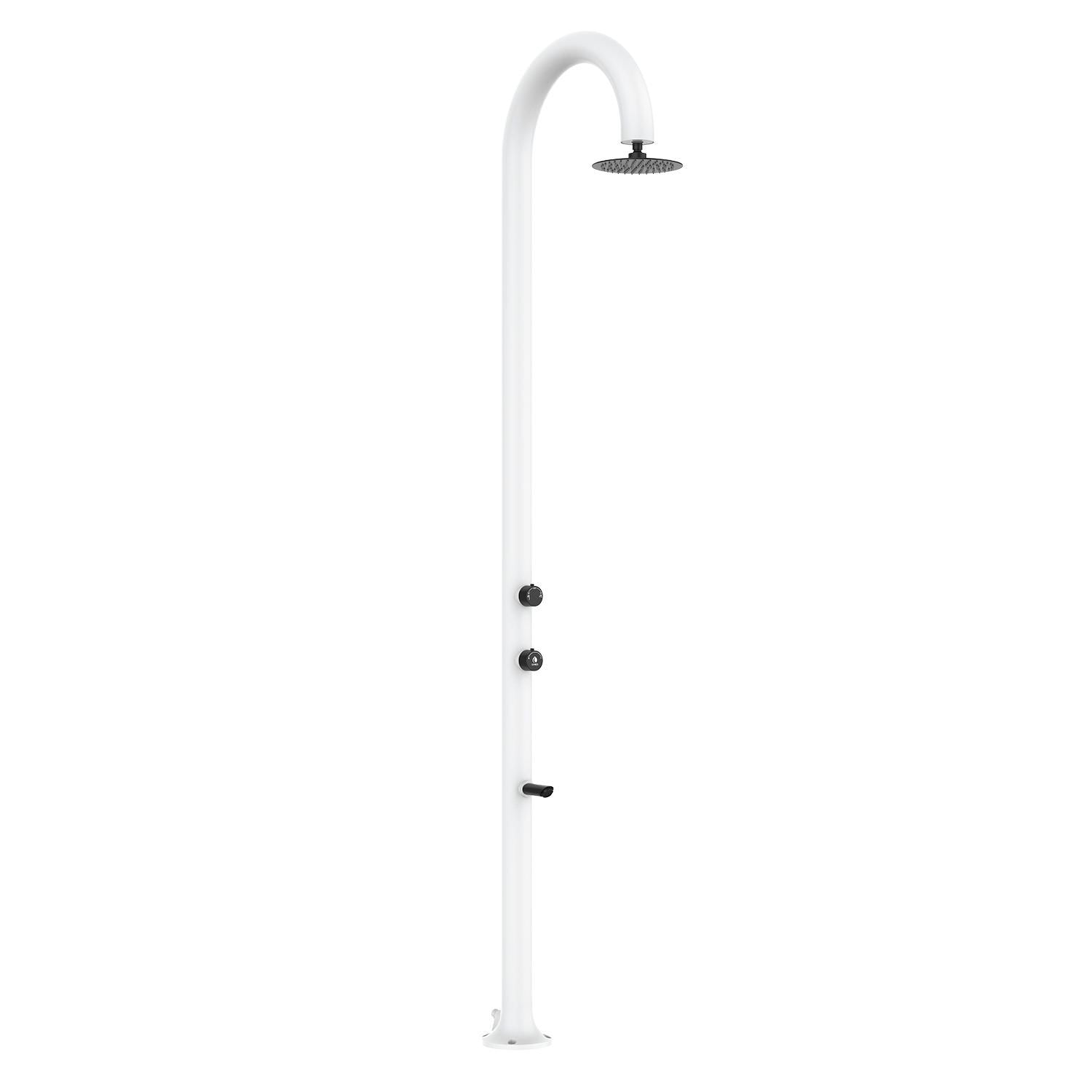 Doccia da Giardino in Alluminio con Soffione e Lavapiedi Sined Luna Alu Bianco