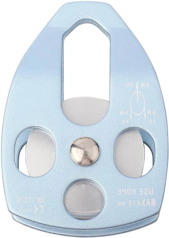Pulley a cavo - Blocco di recupero con fune - 28KN Singolo Disco Micro Pulley Carrello Fissato con piatto oscillante all'aperto (Azzurro)