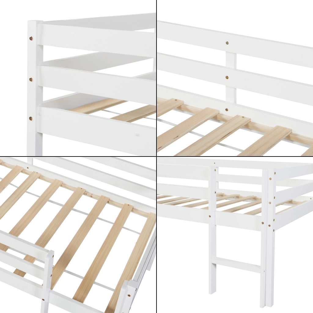 Letto per Cameretta Siikalatva in Legno di Pino con Materasso 90x200 cm Bianco [en.casa]