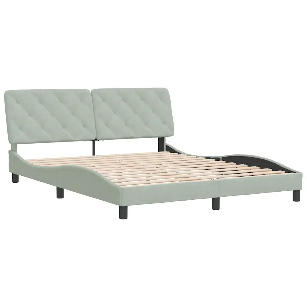Giroletto senza Materasso Grigio Chiaro 160x200 cm Velluto