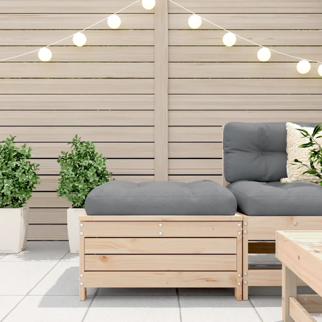 Sedia da giardino-Poggiapiedi da Giardino con Cuscino in Legno Massello di Pino 227974