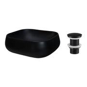 Lavabo da appoggio rettangolare 45x40 cm nero opaco con piletta clic-clac nera inclusa