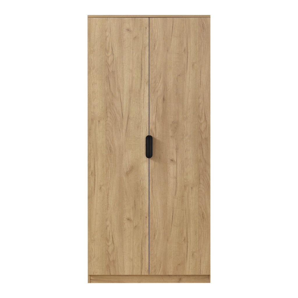 Armadio moderno per camera da letto mobile contenitore senza tempo con 1 asta appendiabiti e 4 ripiani MDF 176 x 80 x 52 cm effetto rovere 03_0006373