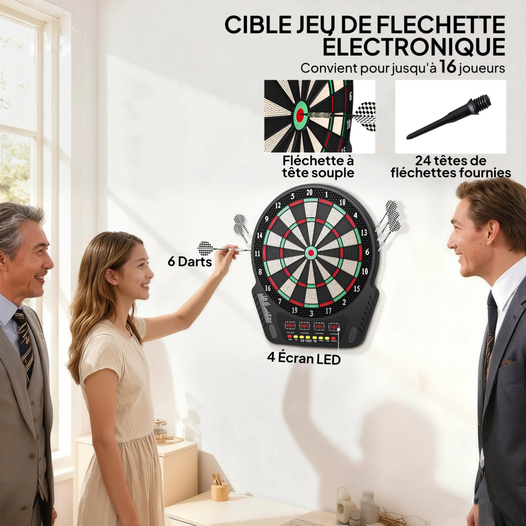 Bersaglio freccette elettronico professionale ¨C zephmum ¨C 6 freccette e 24 punte morbide