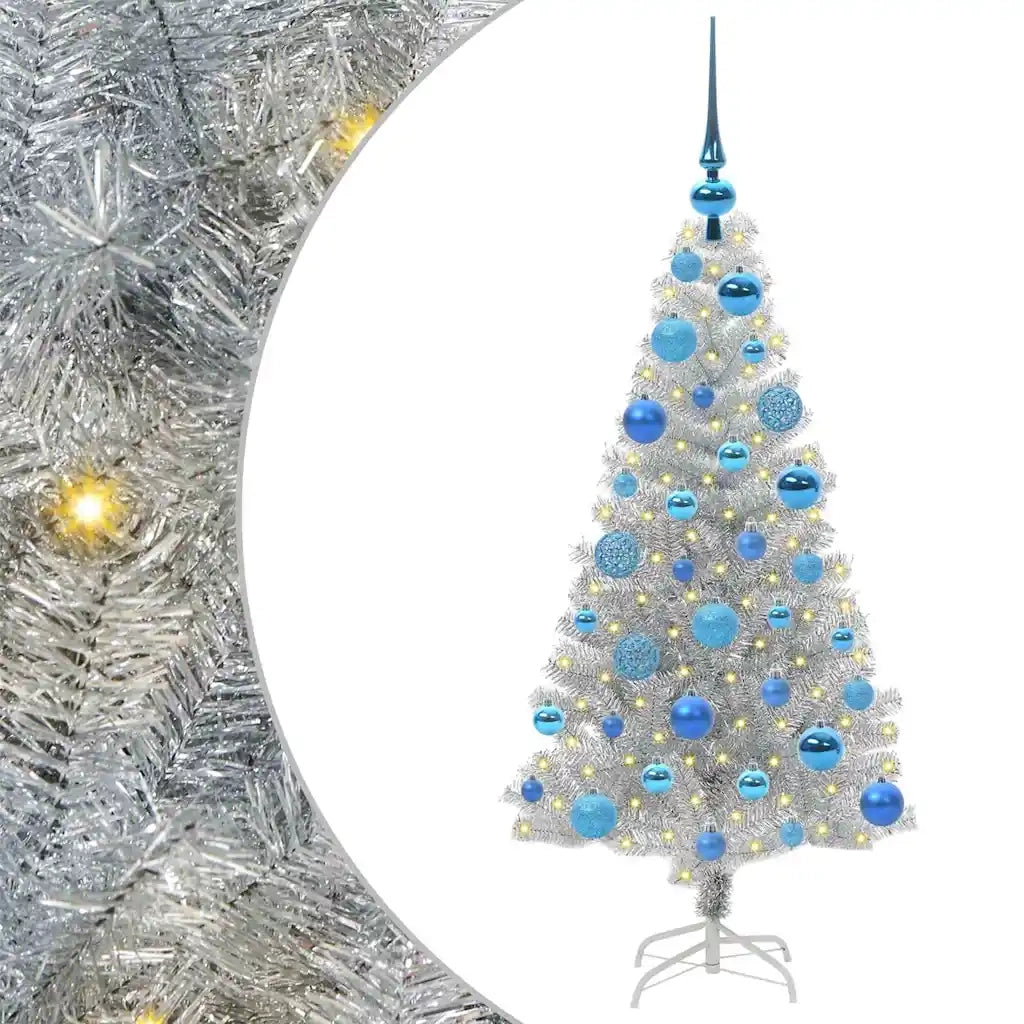 Albero di Natale con 150 LED con supporto Argento 120 cm PET 3396659