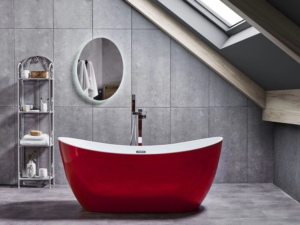 Moderna Vasca da Bagno Acrilico Sanitario rosso 170 x 77 cm autoportante moderno