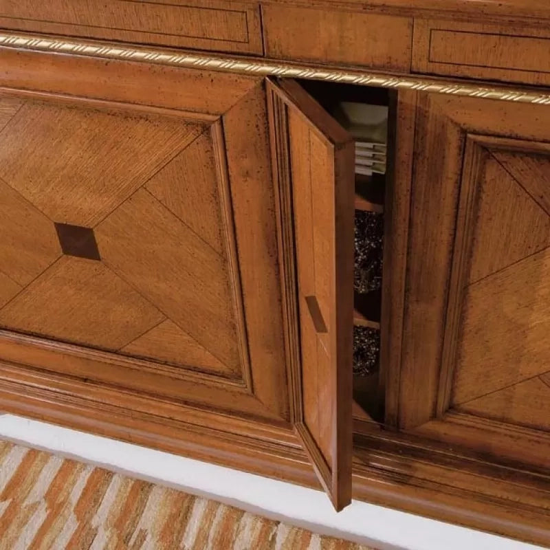 Madia credenza in legno 2 porte scorrevoli 2 cassetti push-pull l.234 p.59 h.114 - Mobili 2G