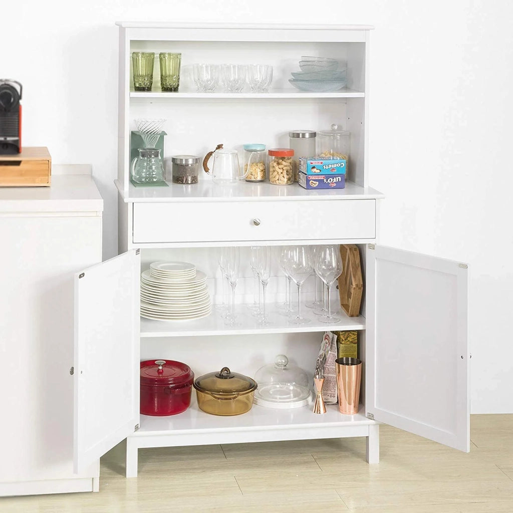 Mobile Cucina salvaspazio Credenza con vetrina Bianco L90*P40*A148 cm, FSB26-W