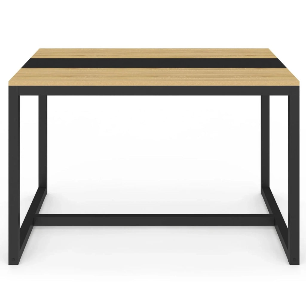 IDMarket - Tavolo da pranzo rettangolare DOVER 4 persone nero fascia centrale design industriale 120 cm