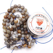 Kralen con corda per l'assemblaggio di accessori per l'autoaiuto Pietre decorative per l'autoaiuto Bracciale energetico 10 mm = 76 pezzi e 1 rotolo di corda Labradorite A 10 mm