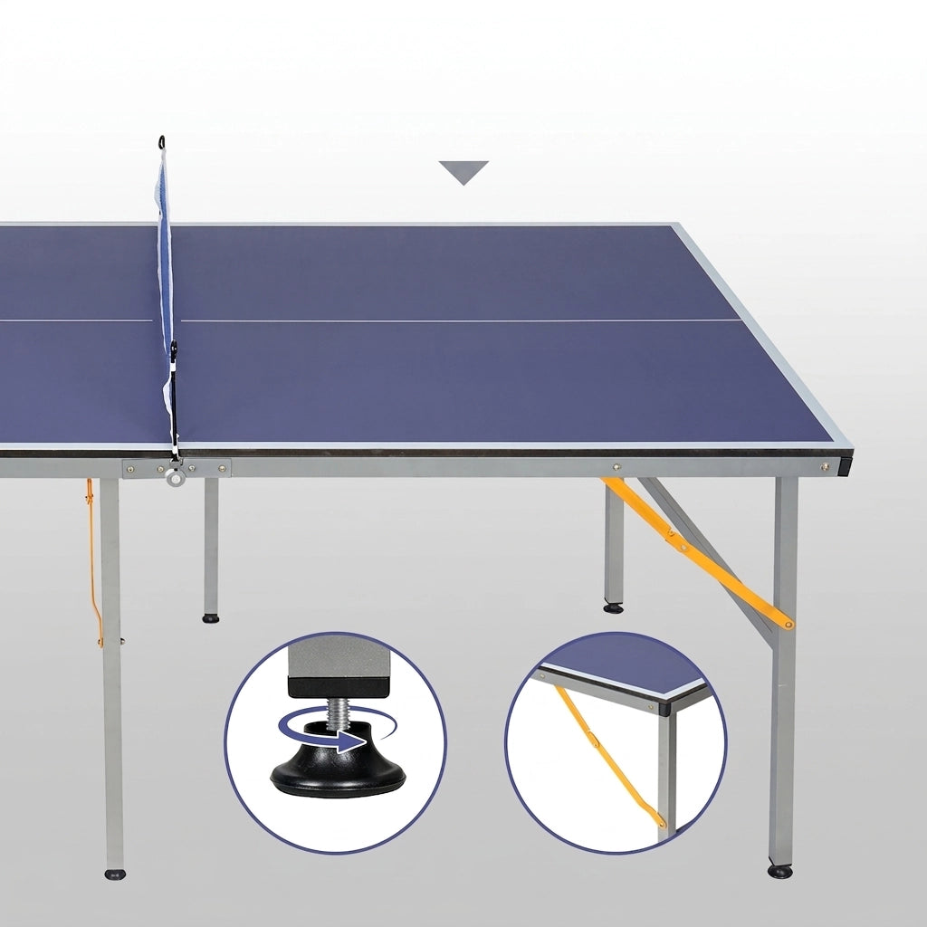 Tavolo da Ping Pong Pieghevole 182×91×76;2 cm 6 FT con Rete; 2 Racchette e 3 Palline; Portatile Blu