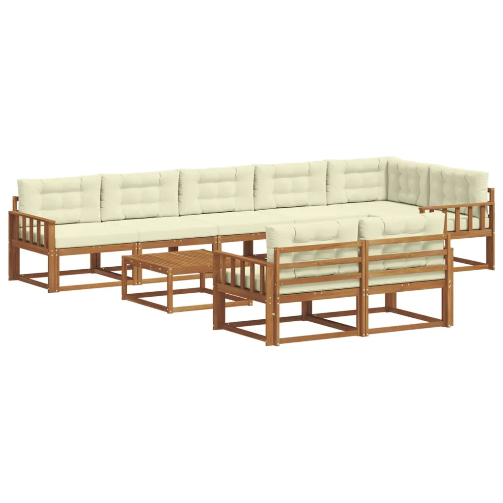 Set di divani da esterno con cuscino 9 pcs Naturale e Crema