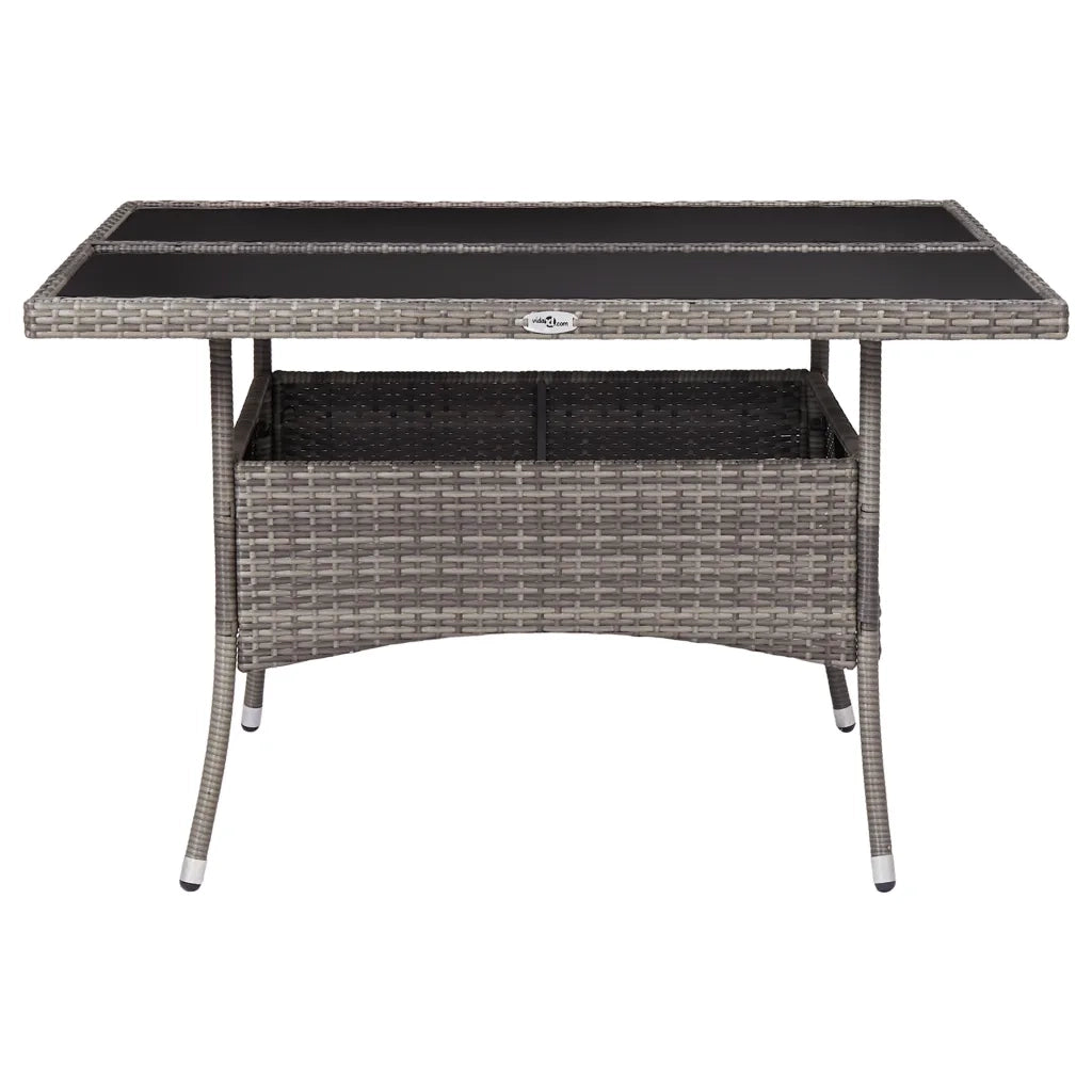Tavolo da Pranzo per Giardino in Polyrattan Grigio e Vetro cod mxl 34454