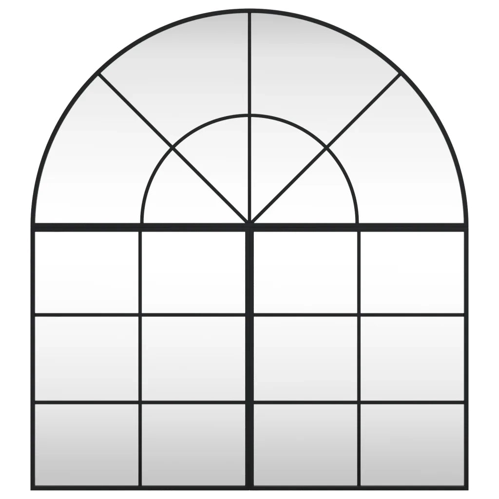Specchio da Parete-Specchio a Muro-Specchio Decorativo Nero 100x110 cm Arco in Ferro