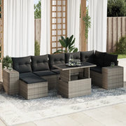 Set Divano da Giardino 8 pz con Cuscini Grigio in Polyrattan 3326841