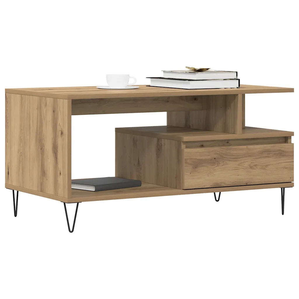 Tavolino Salotto Rovere Artigianale 90x49x45 cm Multistrato 857453