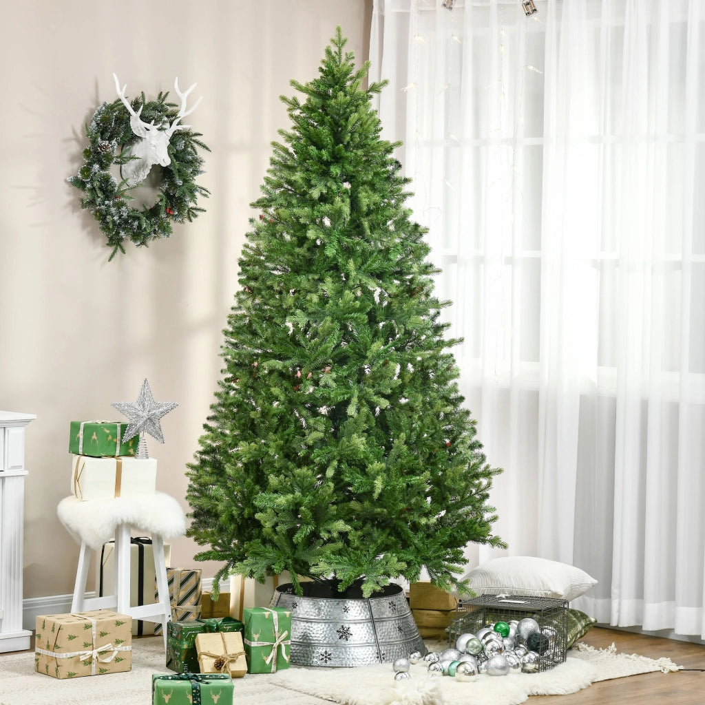 EasyComfort Albero di Natale Artificiale e Ignifugo per Interni con 2056 Rami e Base in Metallo, Ø124x228 cm, Verde