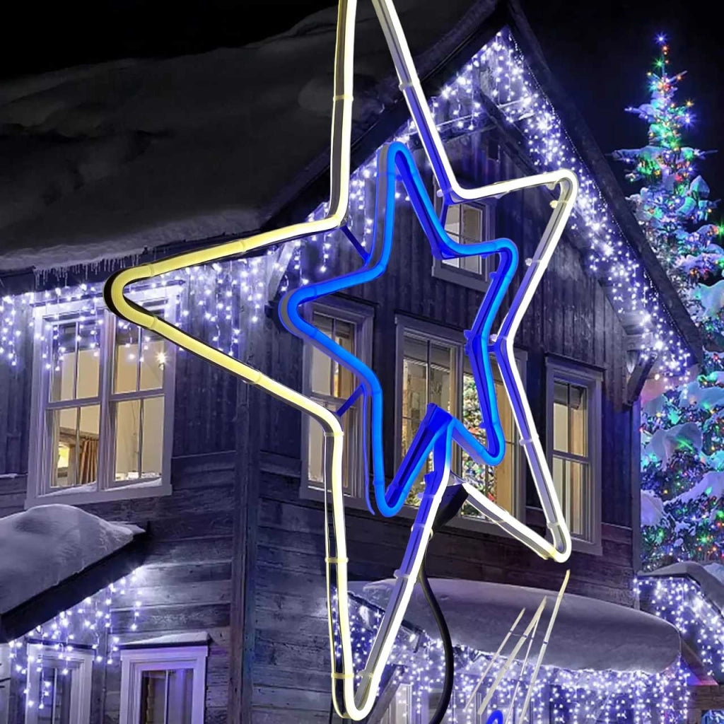 Stella luminosa luci natale Striscia LED flex per esterni interno luce Bianca naturale e Blu