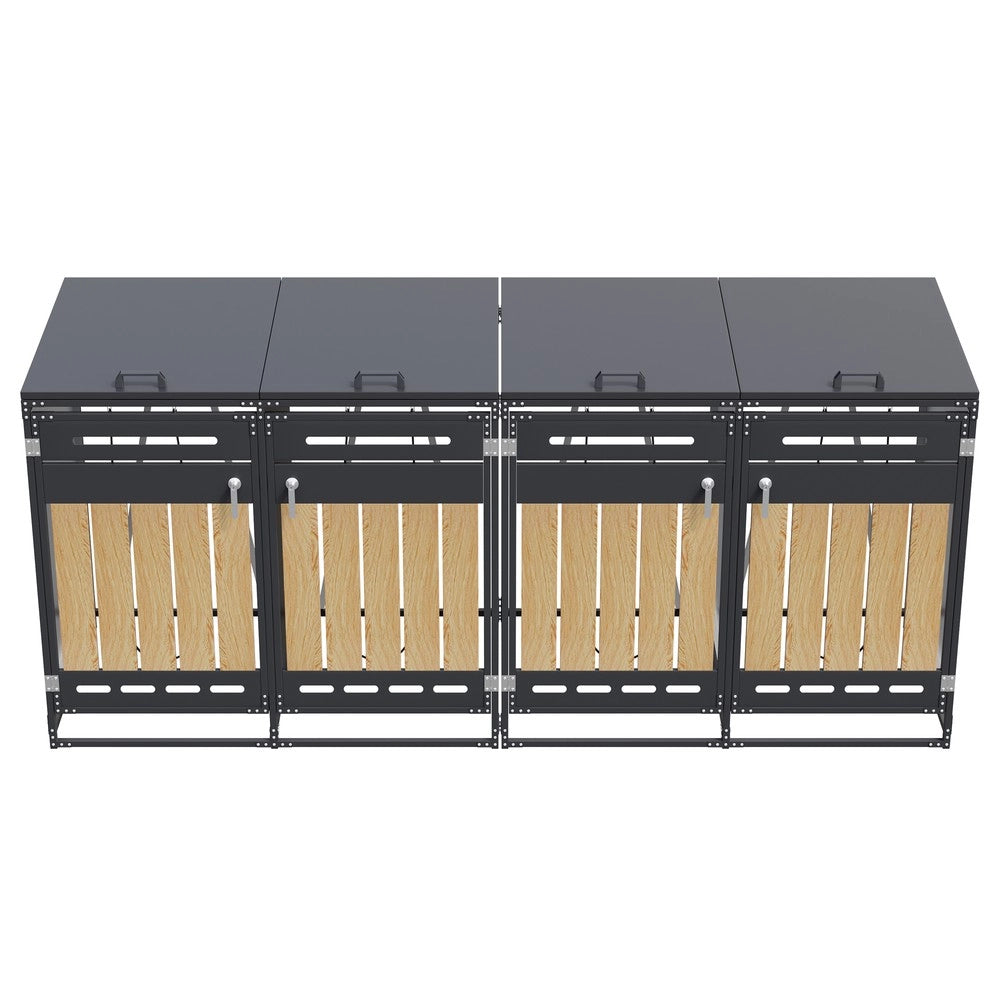 Box Cassonetti 4 Pezzi con Coperchio Idraulico ¨C Xylo ¨C Effetto Legno, Metallo, con Serratura