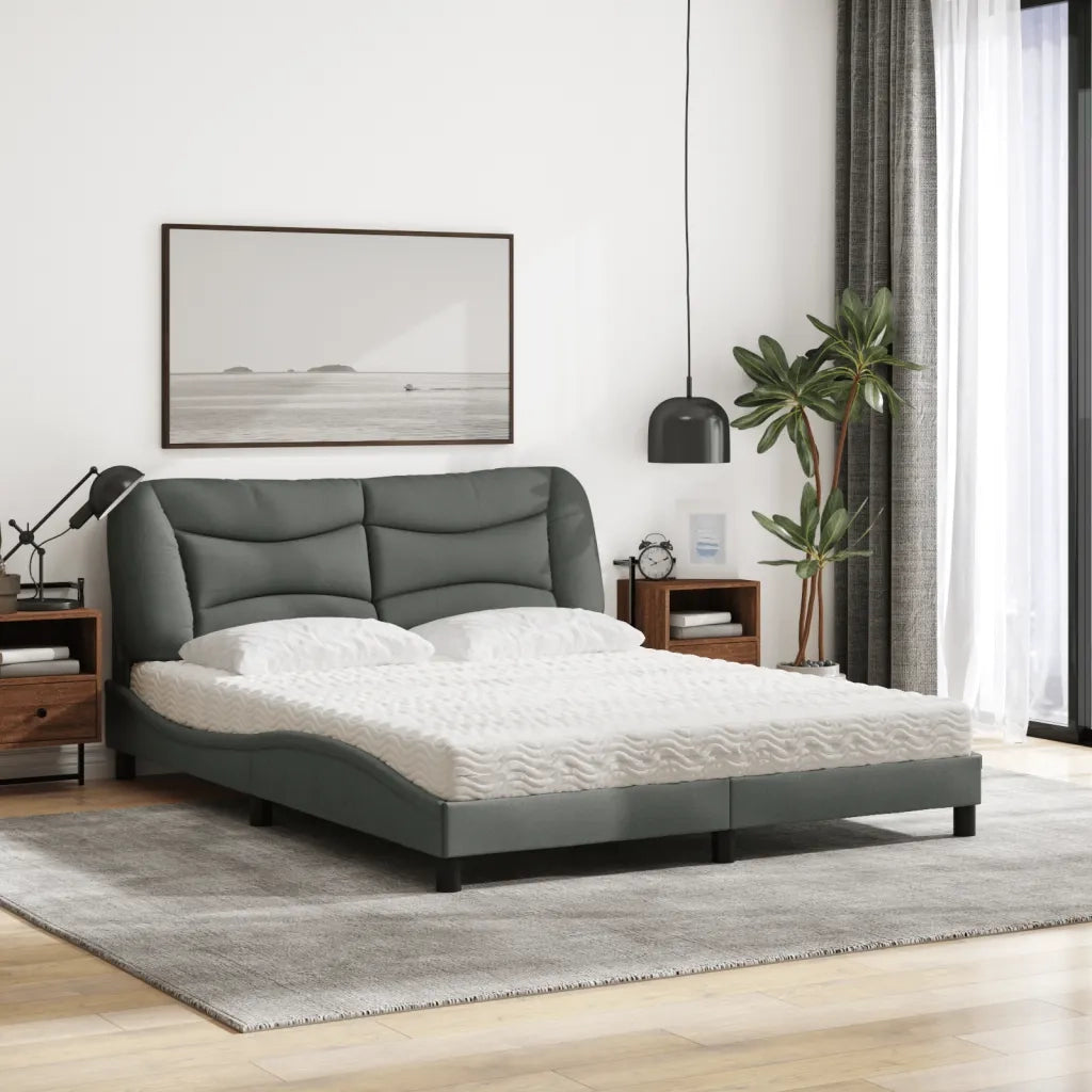 Letto con Materasso Hvar Grigio Scuro 160x200 cm Tessuto 3208542