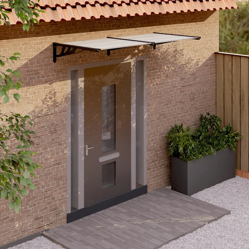 Tettoia per Porta Nero e Trasparente 199x90 cm in Policarbonato CFW6323457