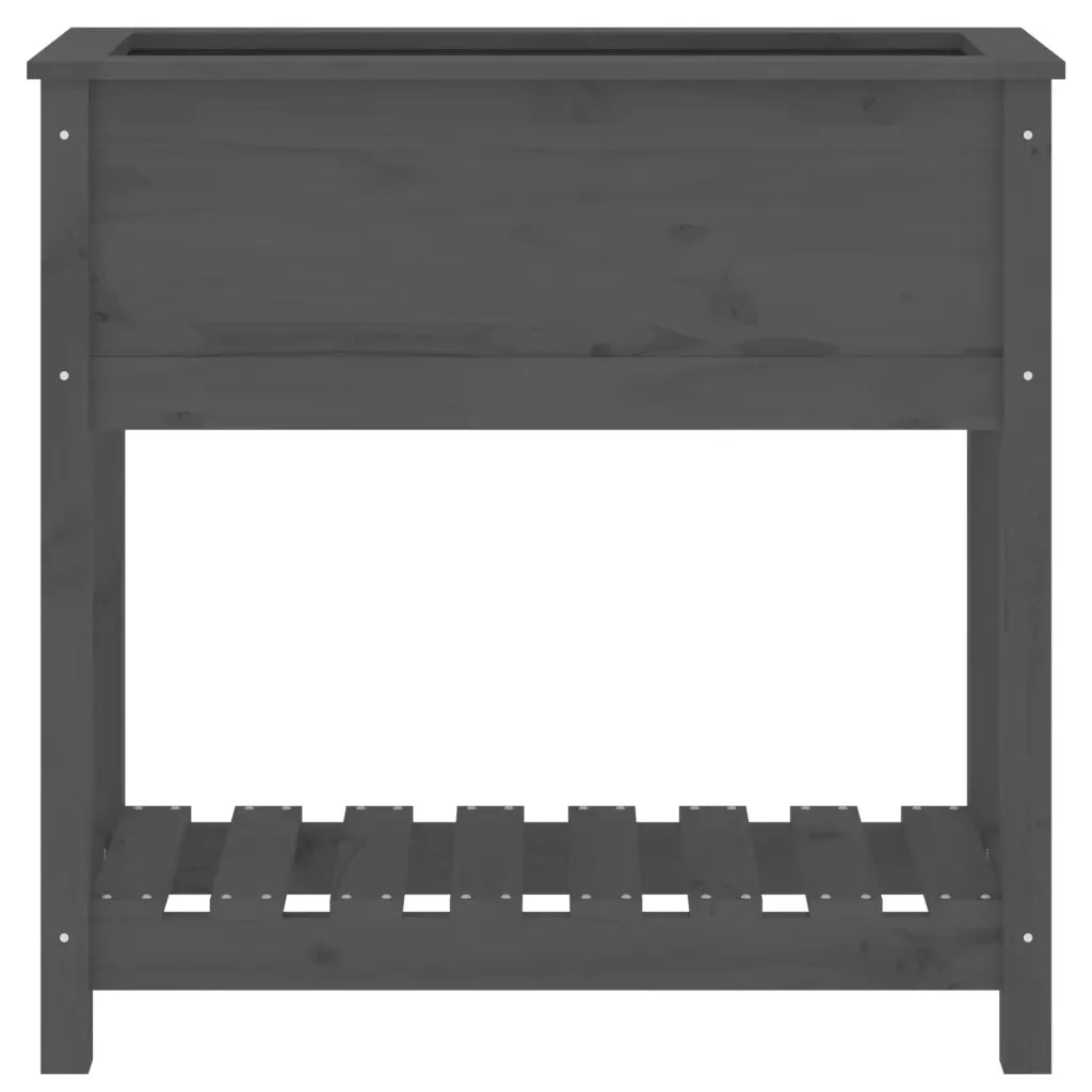 Fioriera | Cassetta per fiori | Vaso con Mensola Grigia 82,5x34,5x81cm Legno Massello Pino