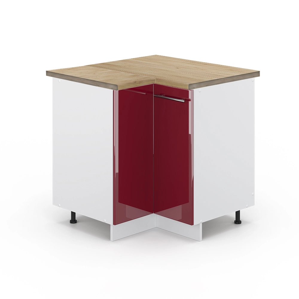 Mobile ad angolo cucina Fame-Line Bordeaux lucido/Bianco 80.5 cm, PL Rovere Vicco
