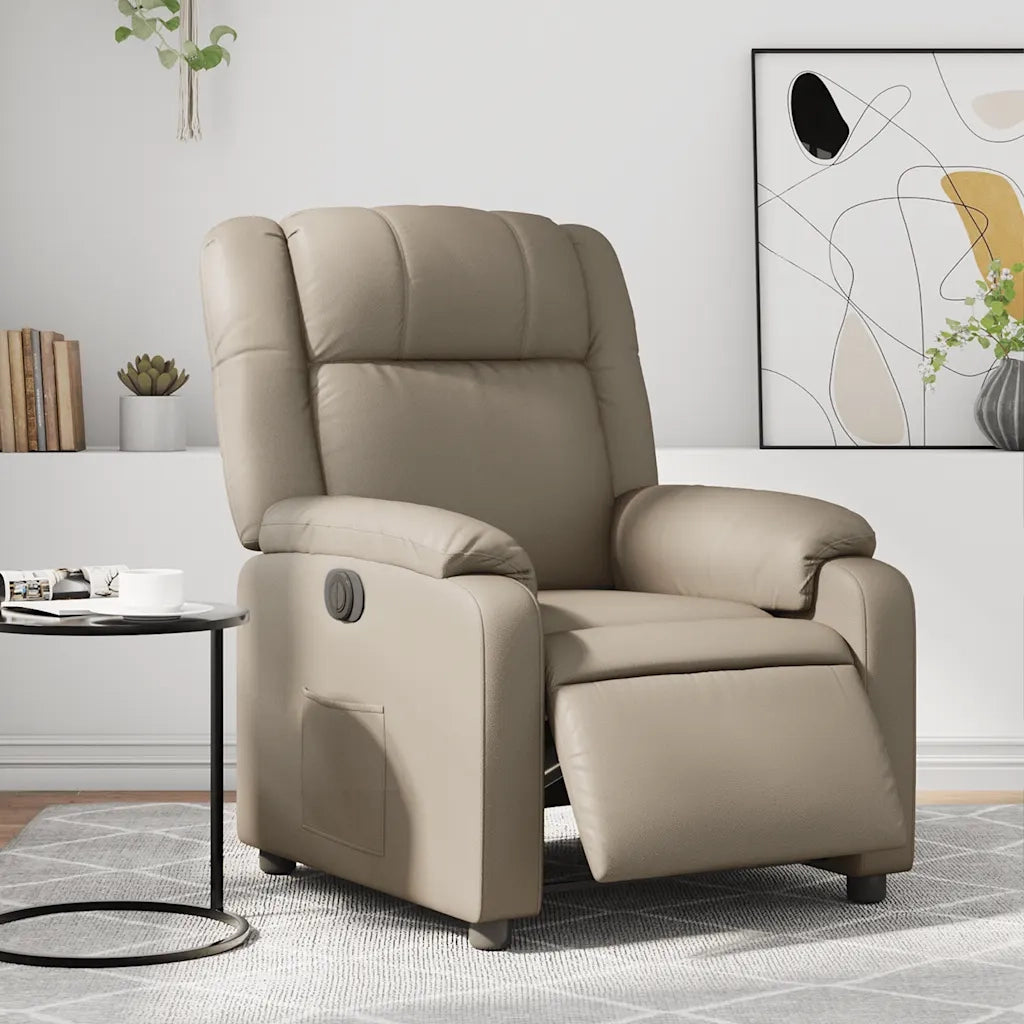 Divano Sedia-Poltrona Reclinabile Elettrica Cappuccino in Similpelle 517526