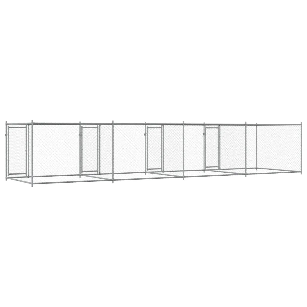 Gabbia per Cani con Porte Grigia 8x2x1,5 m in Acciaio Zincato 3209575