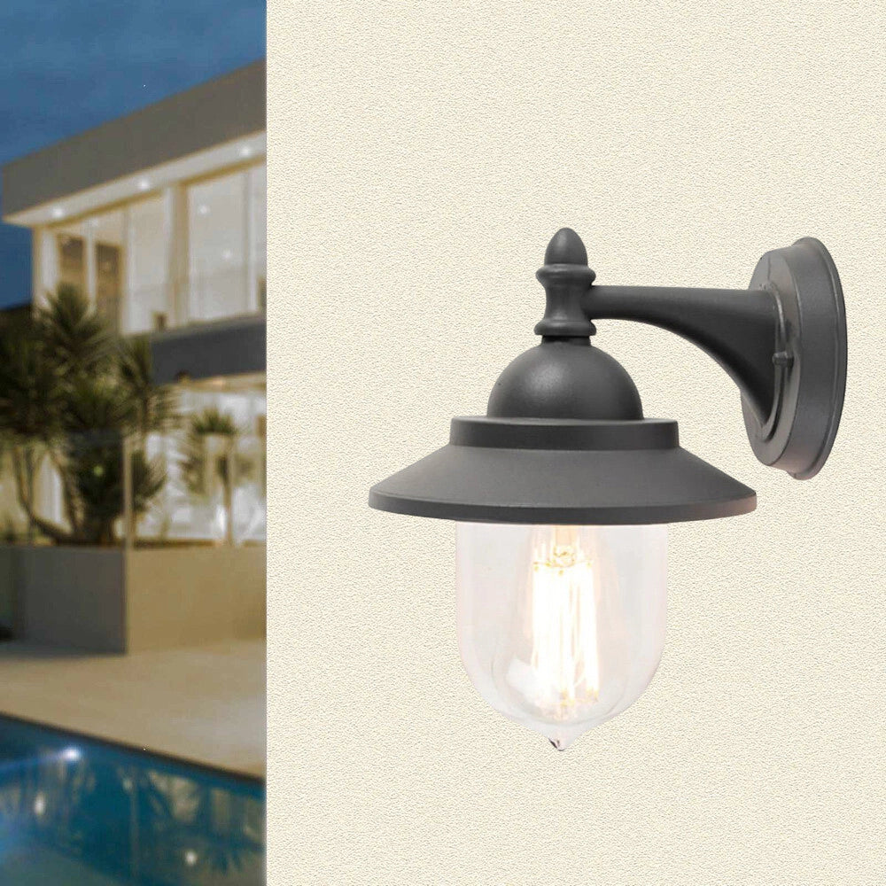 Trade Shop - Lanterna A Parete Stile Retrò Lampada Da Muro Per Giardino Facciate E27 Ip44 524wa-b247 -