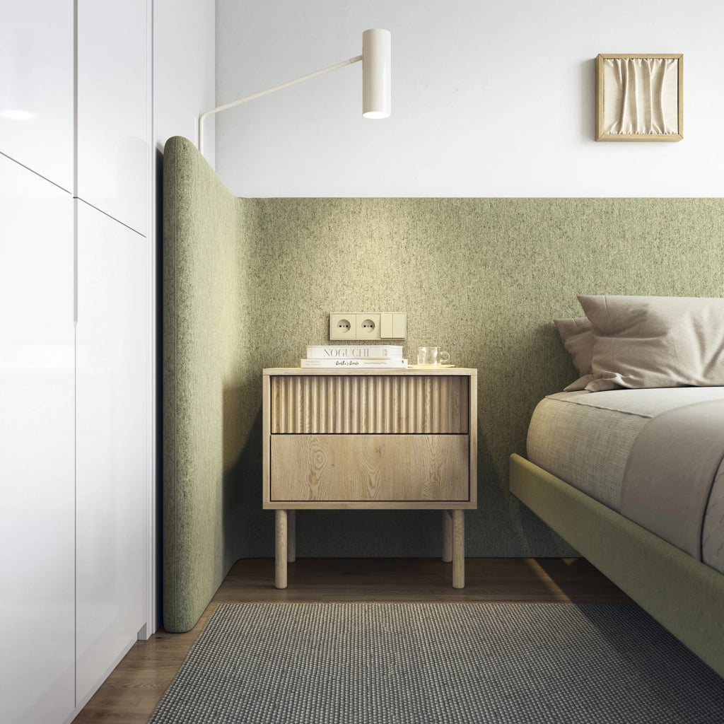 Gase, Comodino 2 Cassetti, 54x40x55h cm Marrone Rovere