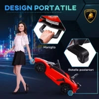 Macchina Elettrica per Bambini a 12V Licenza Lamborghini con Clacson e Telecomando, 107.5x63x42 cm, Rossa