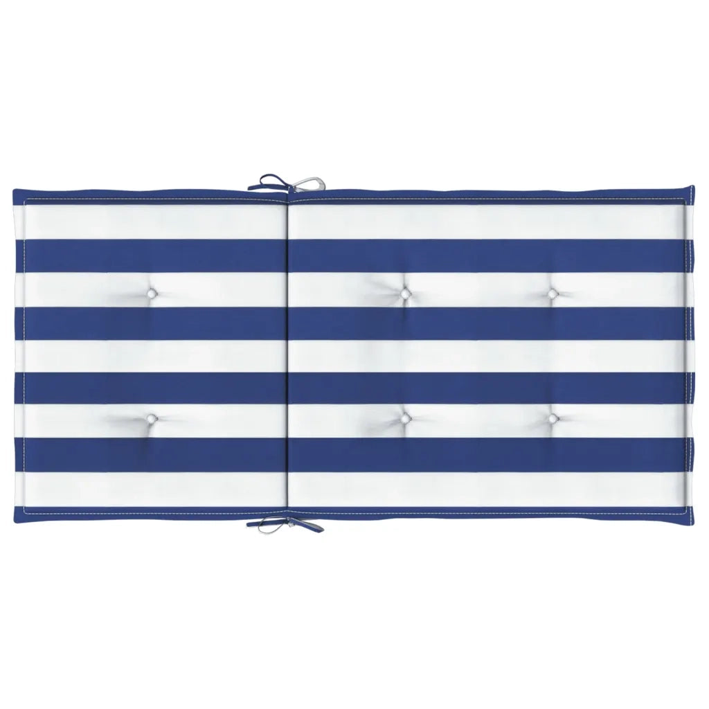 Cuscini Sedia Schienale Basso 6pz Strisce Bianche e Blu Tessuto 361321