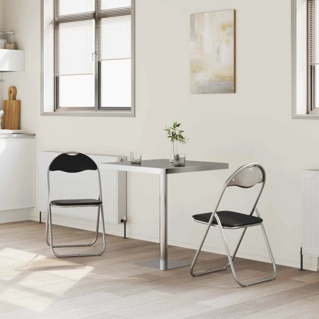 Sedia pieghevole 2 pcs Nero e Grigio 48 x 43,5 x 81 cm