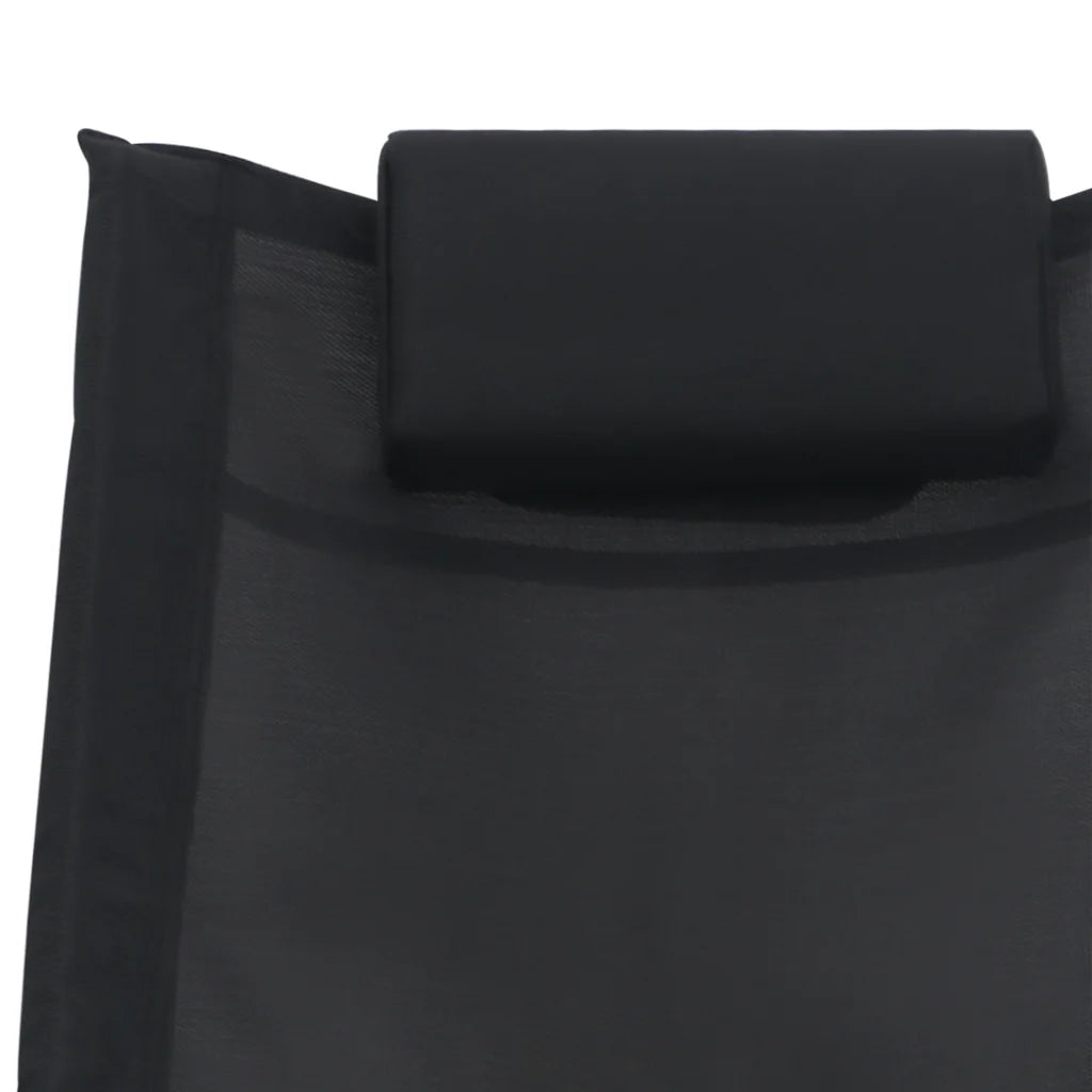 Lettino Prendisole con Cuscino Nero in Textilene 47788