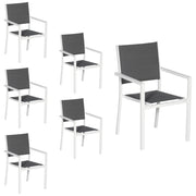 Set di 6 sedie imbottite in alluminio bianco - textilene grigio