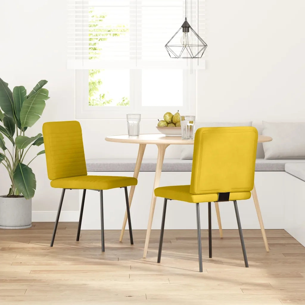 Sedie da Pranzo 2 pz Gialle in Velluto 4101140