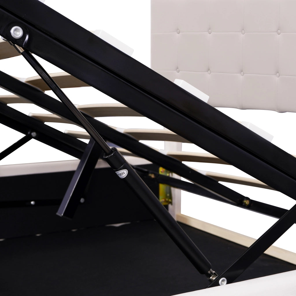 Letti contenitori 140x200 cm; contenitore salvaspazio; velluto; bianco crema (Senza materasso)