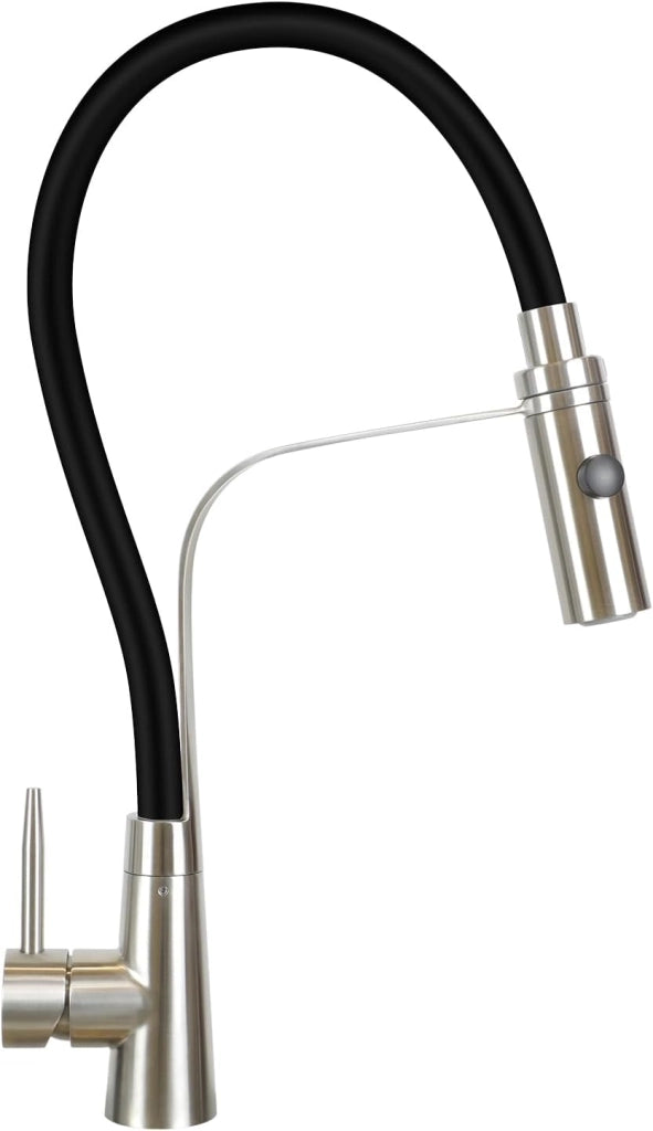ZMH Rubinetto da cucina nero Rubinetti con doccetta da cucina girevole a 360°